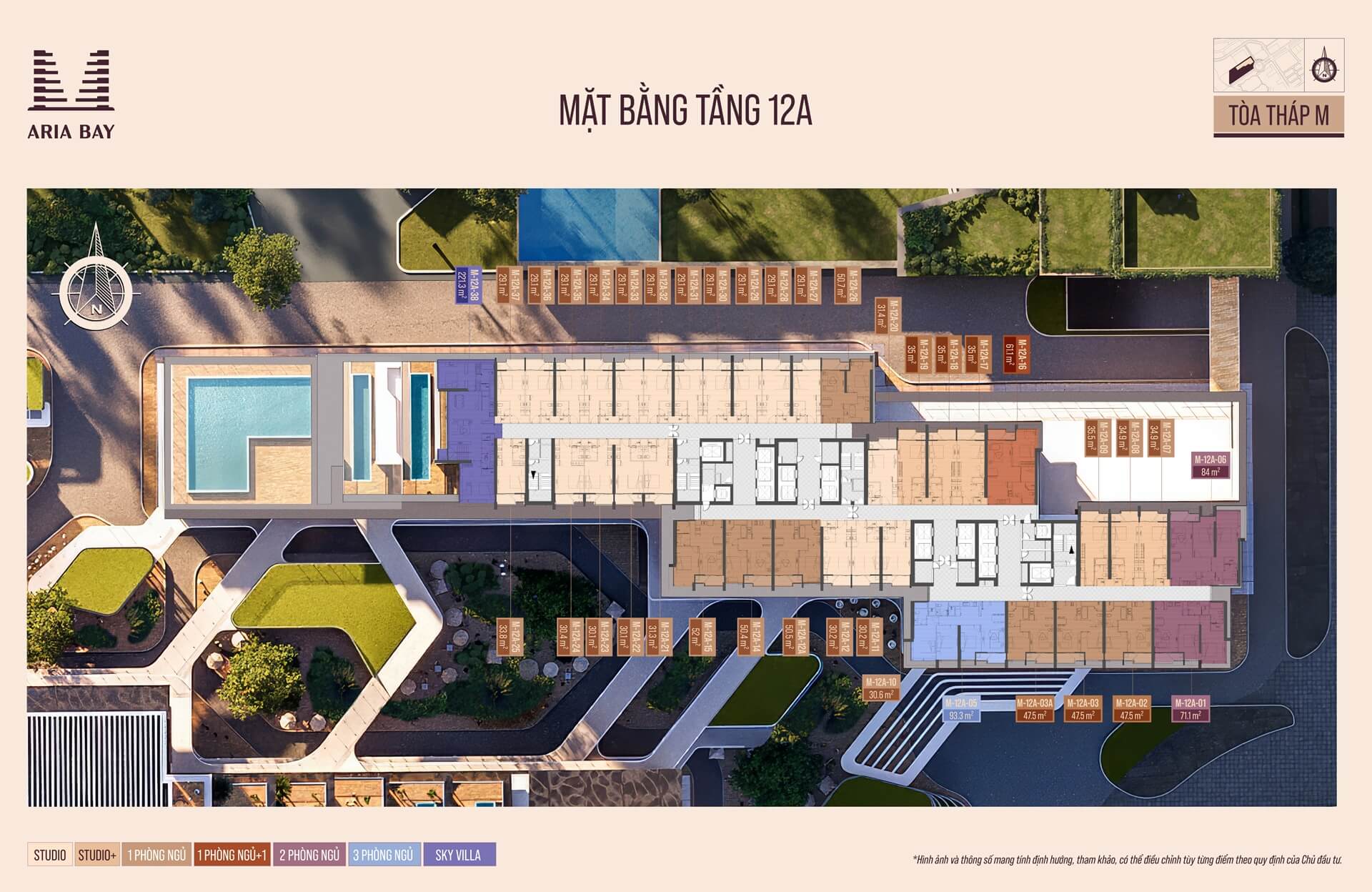 Mặt bằng tầng 12A tòa M dự án Aria Bay Hạ Long