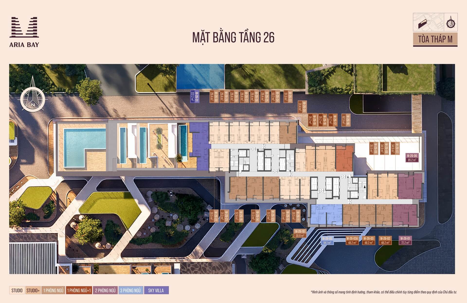 Mặt bằng tầng 26 tòa M dự án Aria Bay Hạ Long