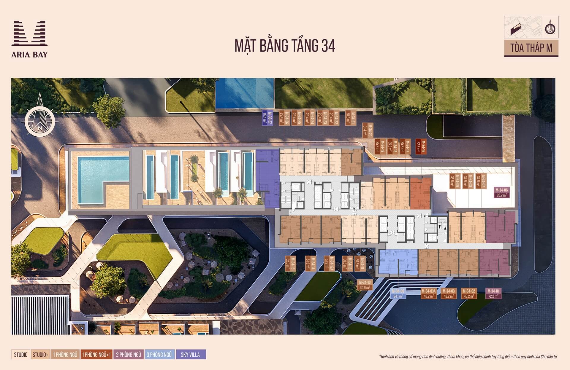 Mặt bằng tầng 34 tòa M dự án Aria Bay Hạ Long
